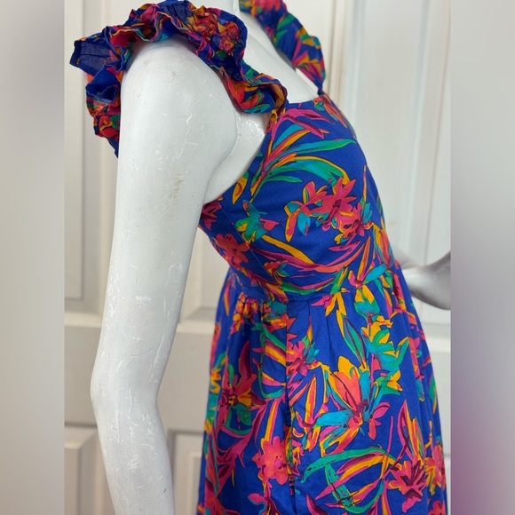 J. Crew Vibrant Floral Midi Dress With Side Pockets Size 00 - Picture 15 of 17